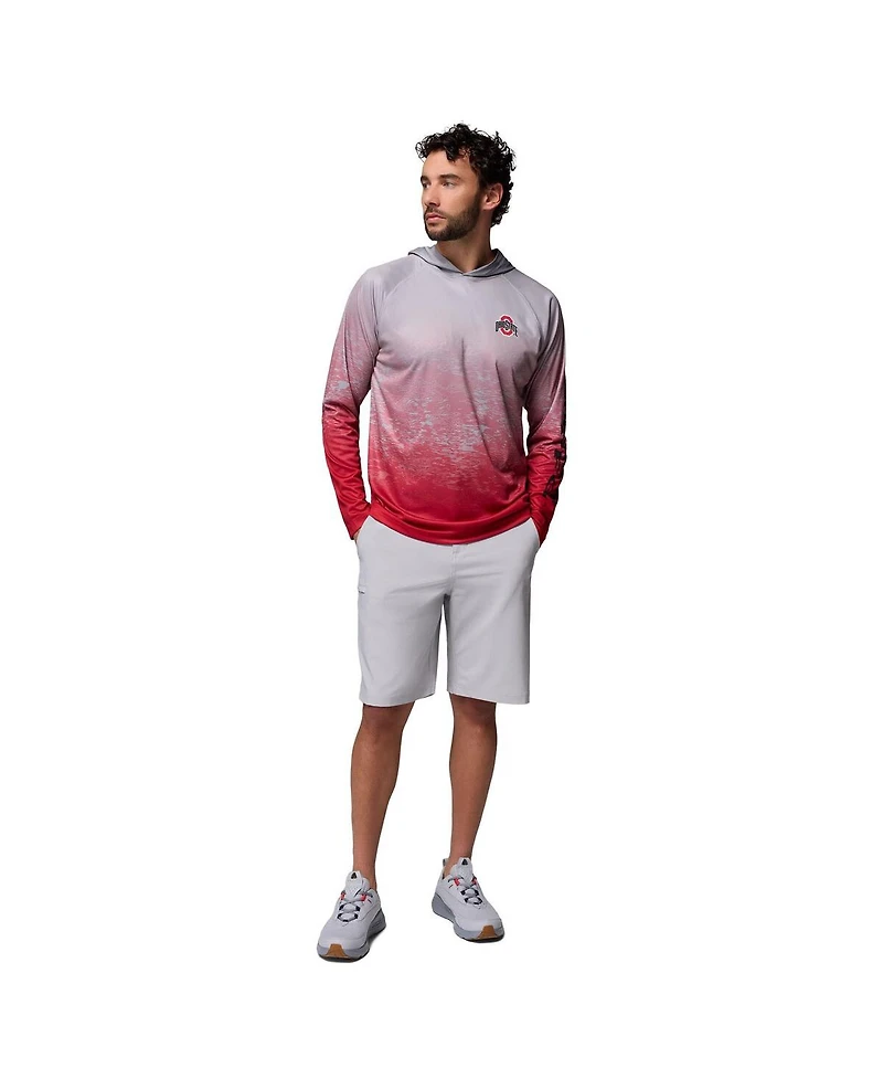 Columbia Men's Gray Ohio State Buckeyes Pfg Gradient Water Super Terminal Tackle Hoodie T-Shirt
