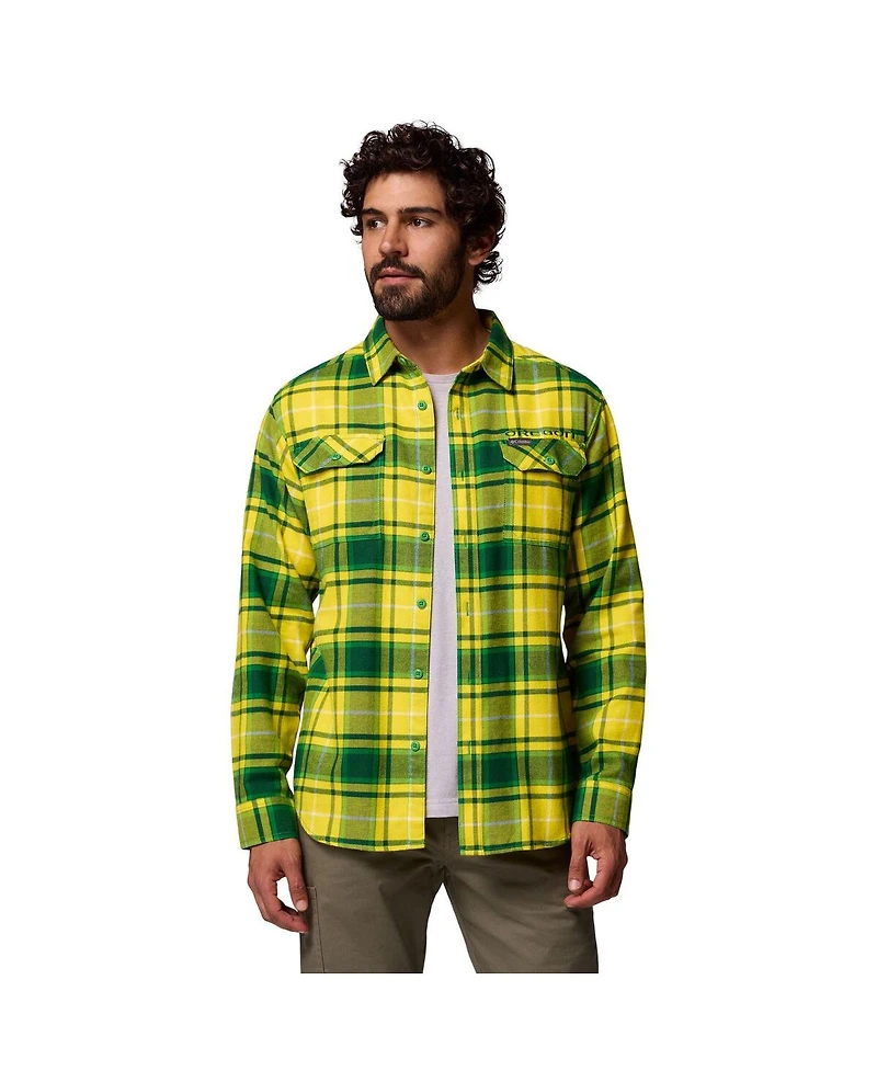 Columbia Men's Green Oregon Ducks Omni-Wick Flannel Long Sleeve Button-Up Shirt