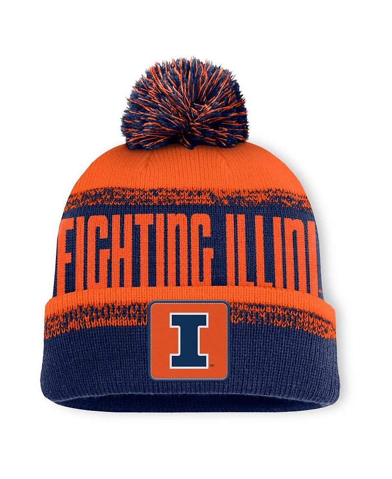 Fanatics Men's Navy/Orange Illinois Fighting Illini Thrive Cuffed with Pom Knit Hat