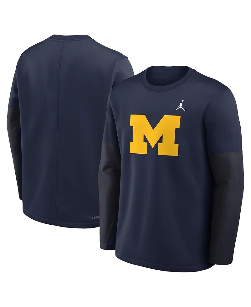 Jordan Men's Navy Michigan Wolverines 2025 Sideline Coach Performance Long Sleeve T-Shirt