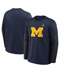 Jordan Men's Navy Michigan Wolverines 2025 Sideline Coach Performance Long Sleeve T-Shirt