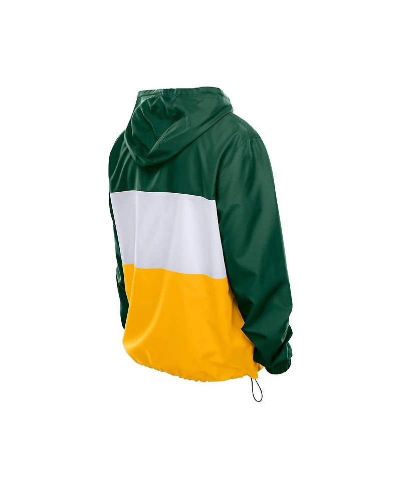 New Era Men's Green Bay Packers Ripstop Quarter-Zip Hooded Windbreaker