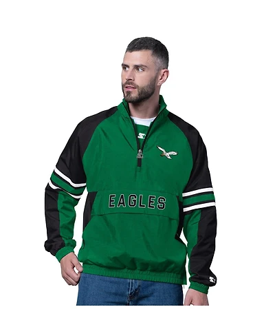 Starter Men's Kelly Green Philadelphia Eagles Vintage Logo Prospect Half-Zip Pullover