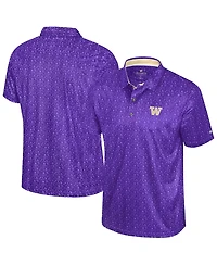 Colosseum Men's Purple Washington Huskies Football Print Polo Shirt