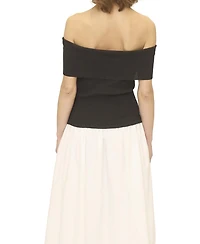 Central Park West Women's Darcy Mixed Media Off Shoulder Dress