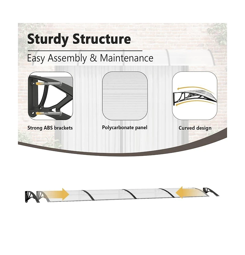 Door Canopy Black, Transparent Polycarbonate, Abs, Aluminum