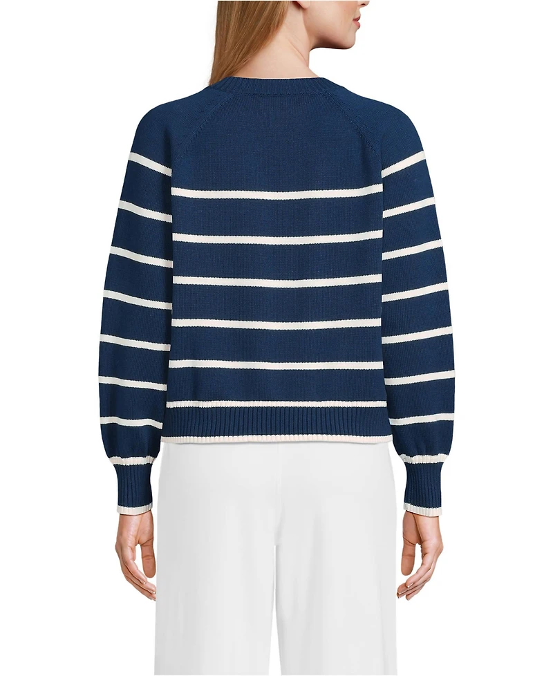 Lands' End Women's Drifter Raglan Button Bib Crew Neck Sweater