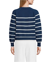 Lands' End Women's Drifter Raglan Button Bib Crew Neck Sweater