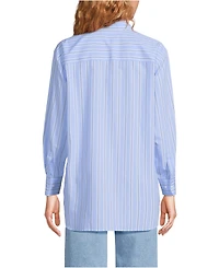 Lands' End Women's Oversized No Iron Tunic with Statement Collar Shirt