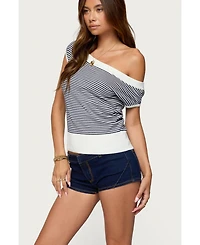 Edikted Women's Lottey Striped Off Shoulder Knit Top