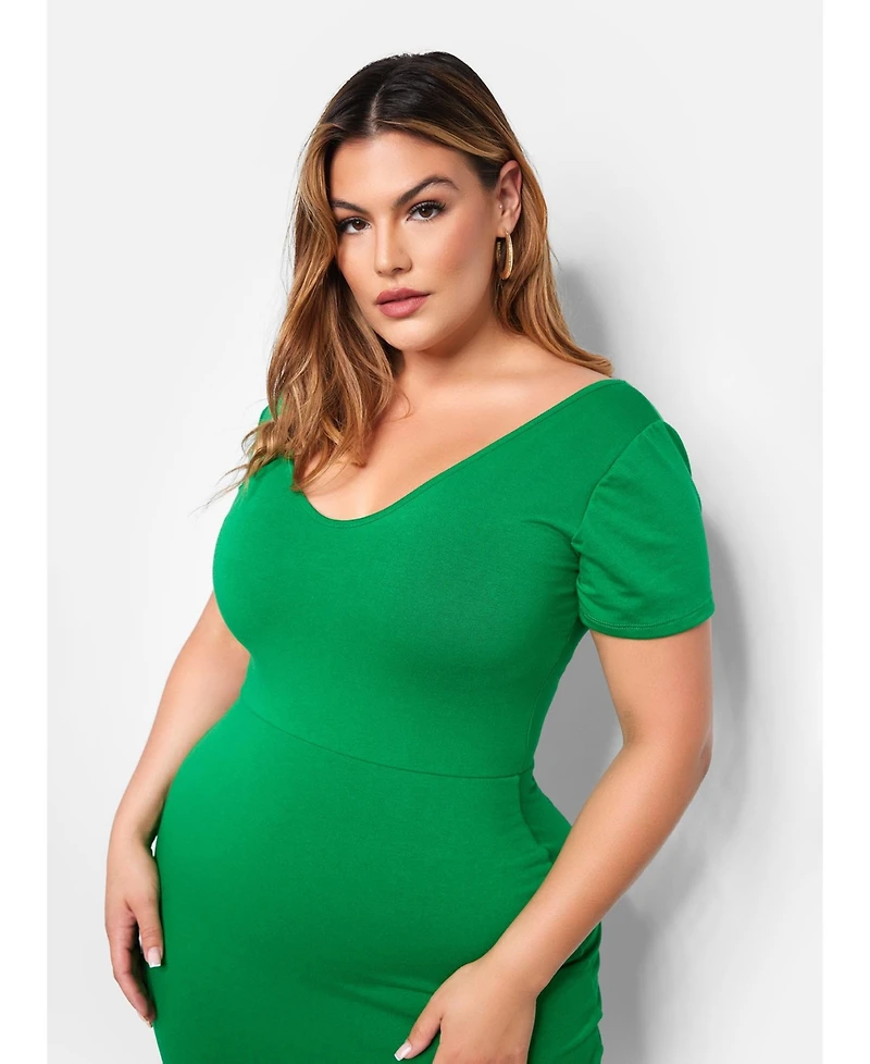 Rebdolls Women's Green Maxi Bodycon Dress