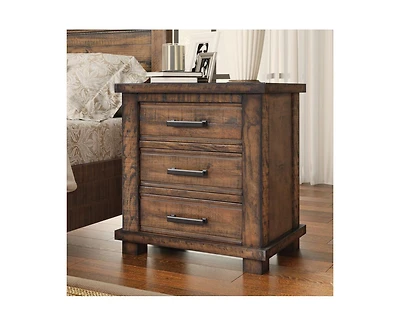 Casainc Rustic Small Cabinet with Three Drawer Reclaimed Solid Wood Farmhouse Nightstand