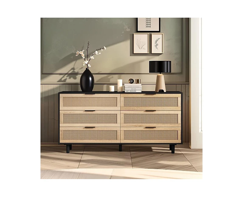 Casainc Rattan Storage Cabinet with 6-Drawers