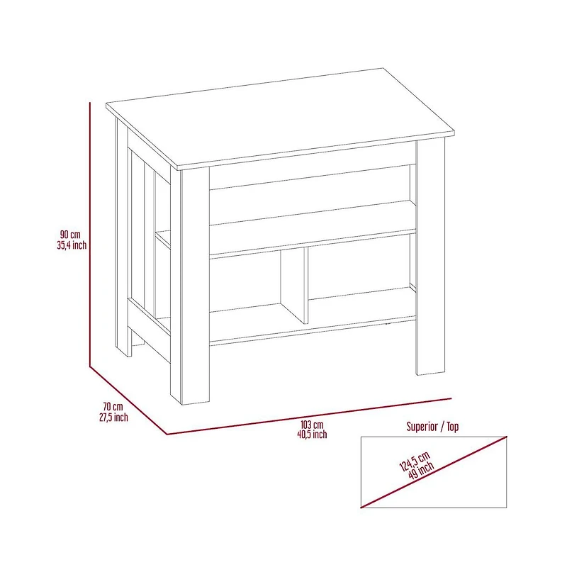 Tuhome Cala Kitchen Island White / Walnut Mdf