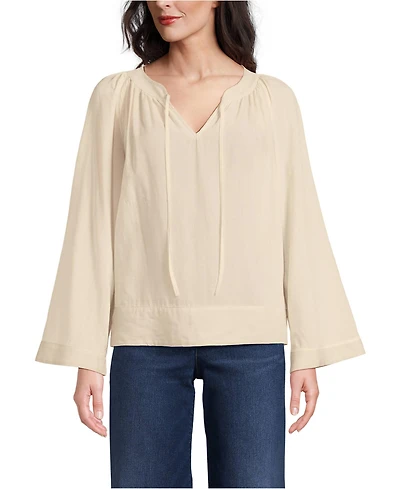 Lands' End Women's Voile Tie Neck Poet Blouse