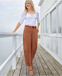 Lands' End Women's Chino High Rise Barrel Leg Utility Ankle Pants