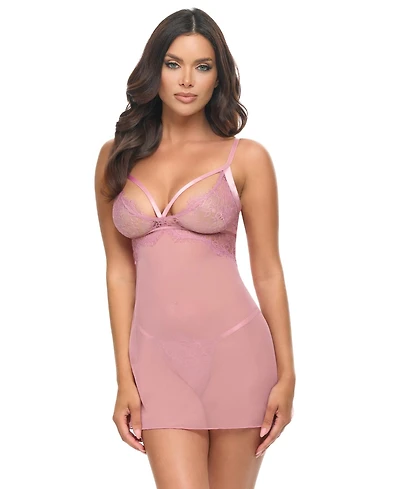 Oh La Cheri Women's Flora Sheer Lace Babydoll