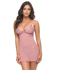 Oh La Cheri Women's Flora Sheer Lace Babydoll