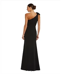 Mac Duggal Women's Crepe One Shoulder Fitted Gown With Bow