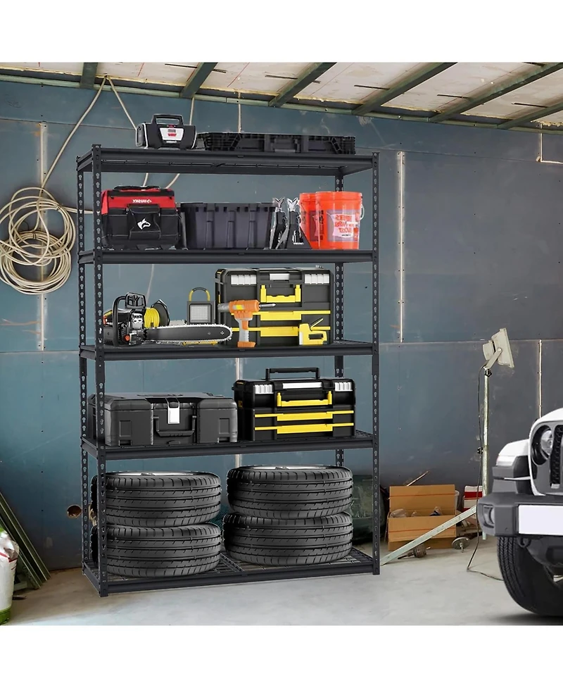 gaomon 48x18x72 Inch Garage Shelving Heavy Duty, Storage Shelves 2500Lbs Capacity, Adjustable Metal Shelving Unit, 5 Tier Industrial Shelves for Basem