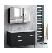 Basicwise 3-Door Aluminum Bathroom Medicine Cabinet, Round Corner Framed Door