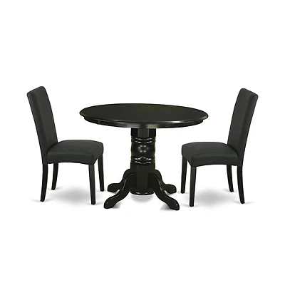 East West Furniture Dining Room Set Black, SHDR3-blk-24