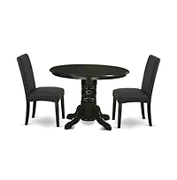 East West Furniture Dining Room Set Black, SHDR3-blk-24