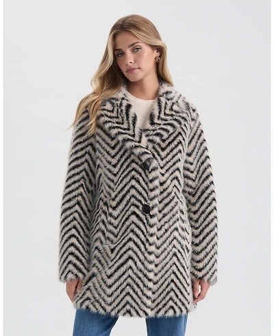 Ellen Tracy Women's Chevron Shearling Overcoat