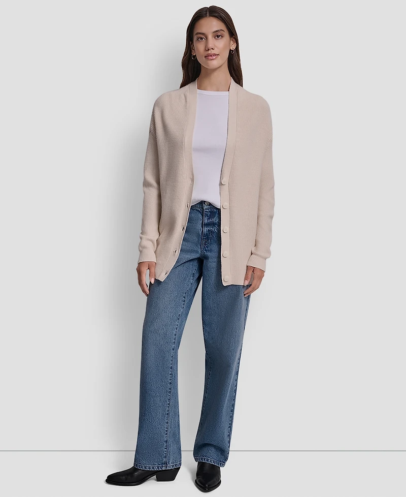 Dkny Jeans Women's Shaker Stitch Cropped Cardigan Sweater