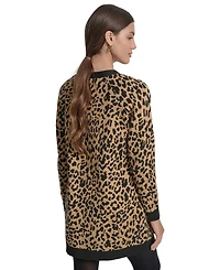 Dkny Jeans Women's Cheetah Print Long Sleeve Cardigan Sweater