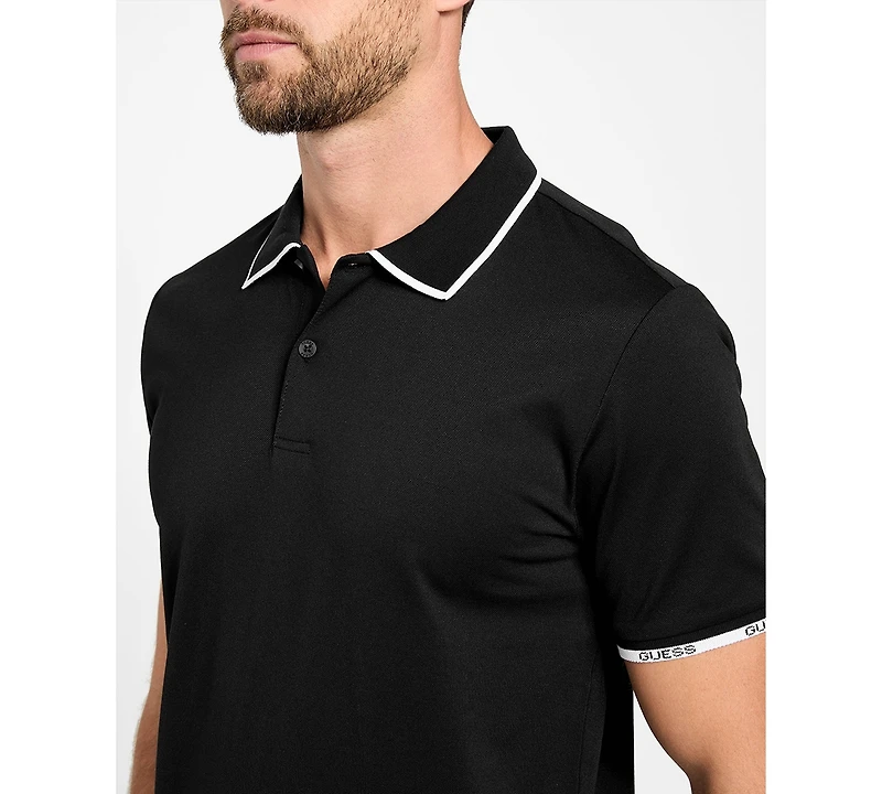 Guess Men's Short Sleeve Paul Pique Tipping Polo Shirt