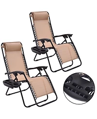 Costway 2PCS Zero Gravity Chairs Lounge Patio Folding Recliner Outdoor