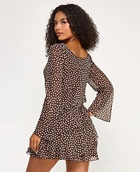 City Studios Juniors' Polka Dot Ruffle Long Sleeve Dress