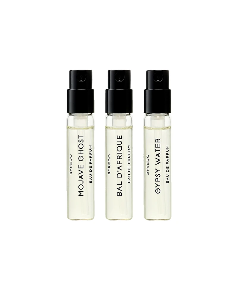 Free Byredo Mojave Ghost Eau de Parfum, Bal d'Afrique Eau de Parfum, and Gypsy Water Eau de Parfum (2 ml each) with any $350 purchase of the Byredo co