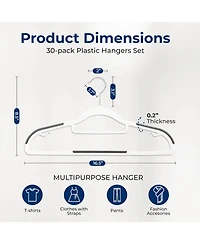 SereneLife 30 Pcs. Non-Slip Plastic Clothes Hanger