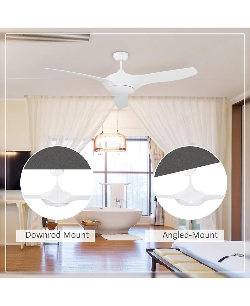 Homcom 52" Reversible Ceiling Fan with Led Light for Bedroom,