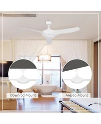 Homcom 52" Reversible Ceiling Fan with Led Light for Bedroom,