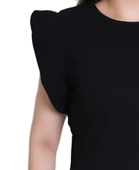 Ny Collection Women's Ruffle Sleeve Scuba Dress