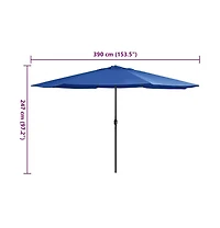 vidaXL Garden Parasol Azure Blue 100% polyester, metal Large Collapsible