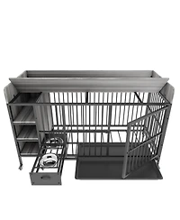 Aostirmotor 57 in. W x 33 in. H x 24 in. D Large Pet Cage with Storage Rack Drawers with Stainless Steel Food in Black
