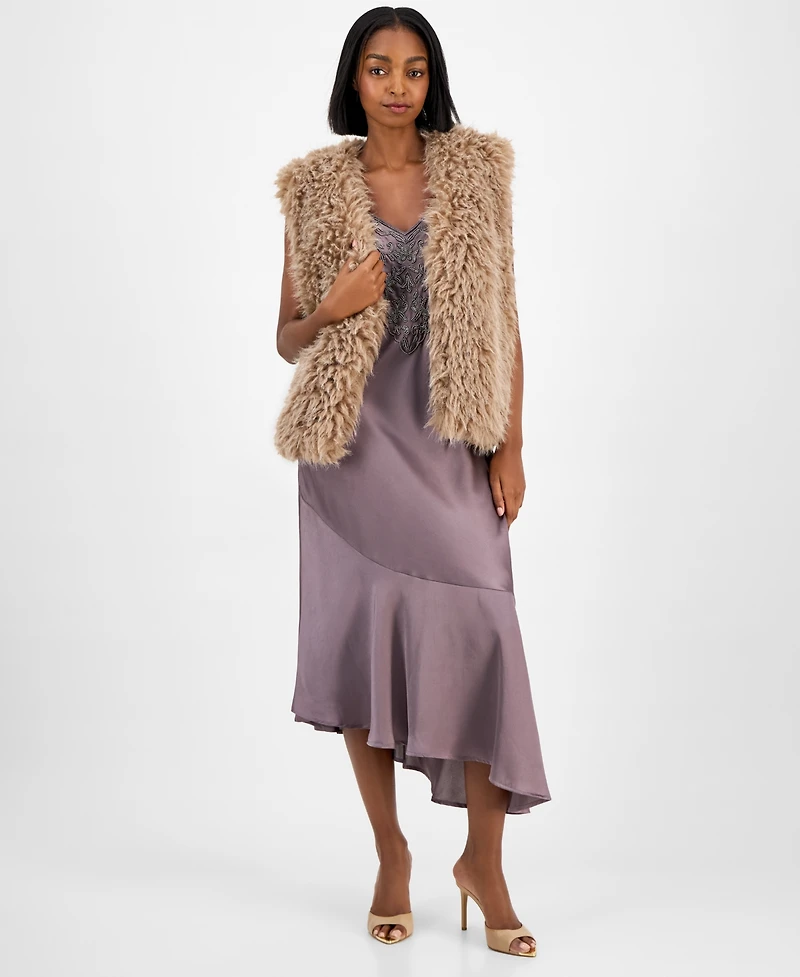 And Now This Petite Shaggy Sleeveless Vest Jacket, Macy's Exclusive