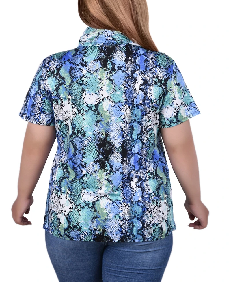 Ny Collection Plus Short Sleeve Cowl Neck