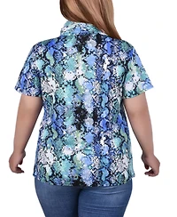 Ny Collection Plus Short Sleeve Cowl Neck