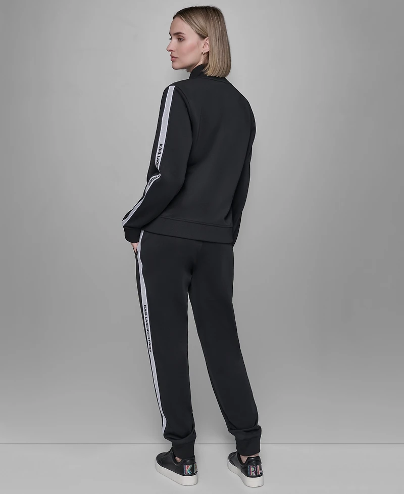 Karl Lagerfeld Paris Petite Logo Detail Zip-Up Jacket