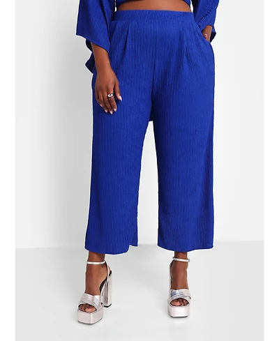 Rebdolls Women's Textured Cropped Wide Leg Pant