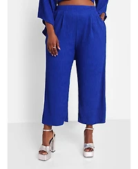Rebdolls Women's Textured Cropped Wide Leg Pant