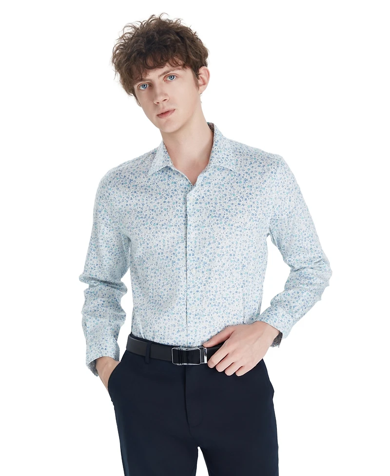 Bar Iii Men's Front Floral Print Dress Shirt, Macy's Exclusive