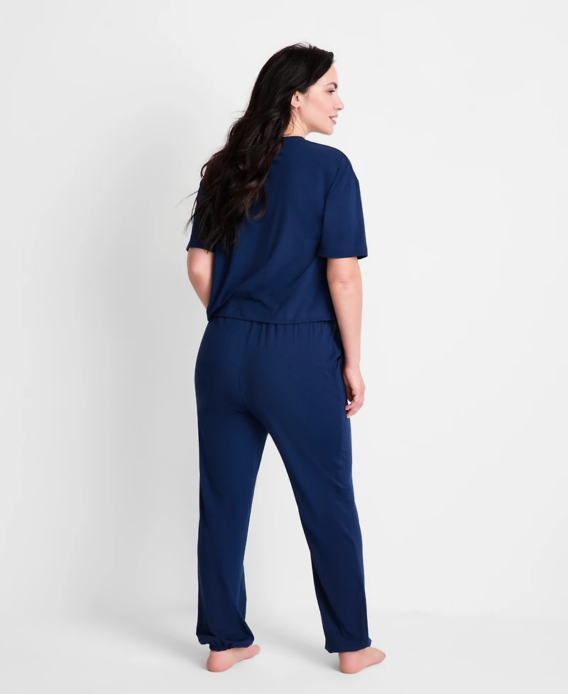 State of Day Women's 2-Piece Short-Sleeve T-Shirt and Joggers Pajama Set, Macy's Exclusive