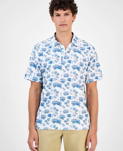 Tommy Bahama Men's Coast Short Sleeve Palm Scape Print Polo Shirt