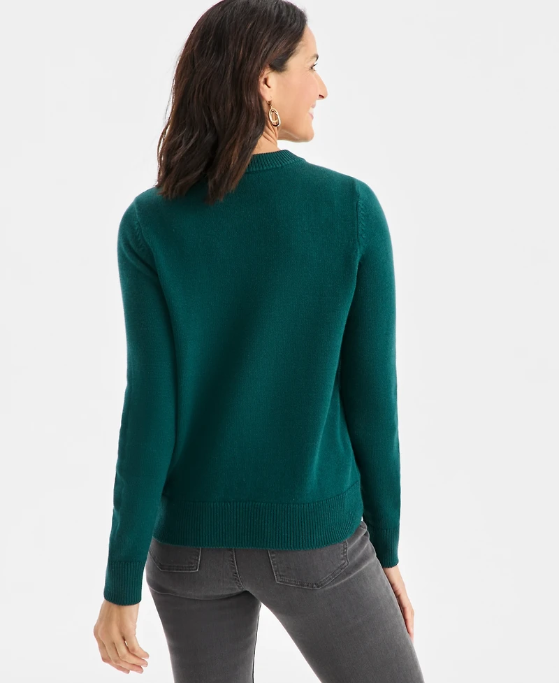 Style & Co Women's Crewneck Floral Whimsy Pullover Sweater, Macy's Exclusive